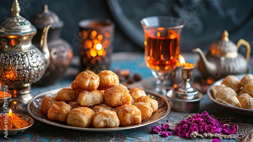 Celebrate the Islamic holy month with traditional Iranian treats and prayers to God in this Ramadan Kareem Festive Greeting Card  with Halal options for Iftar or Suhoor during Eid Mubarak.
