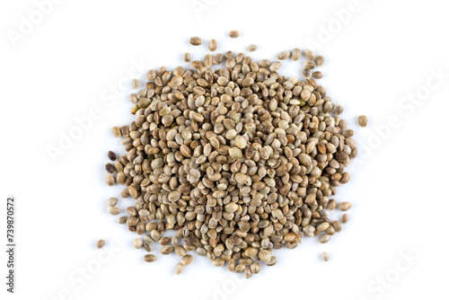 Cannabis hemp seeds pile close up macro shot isolated