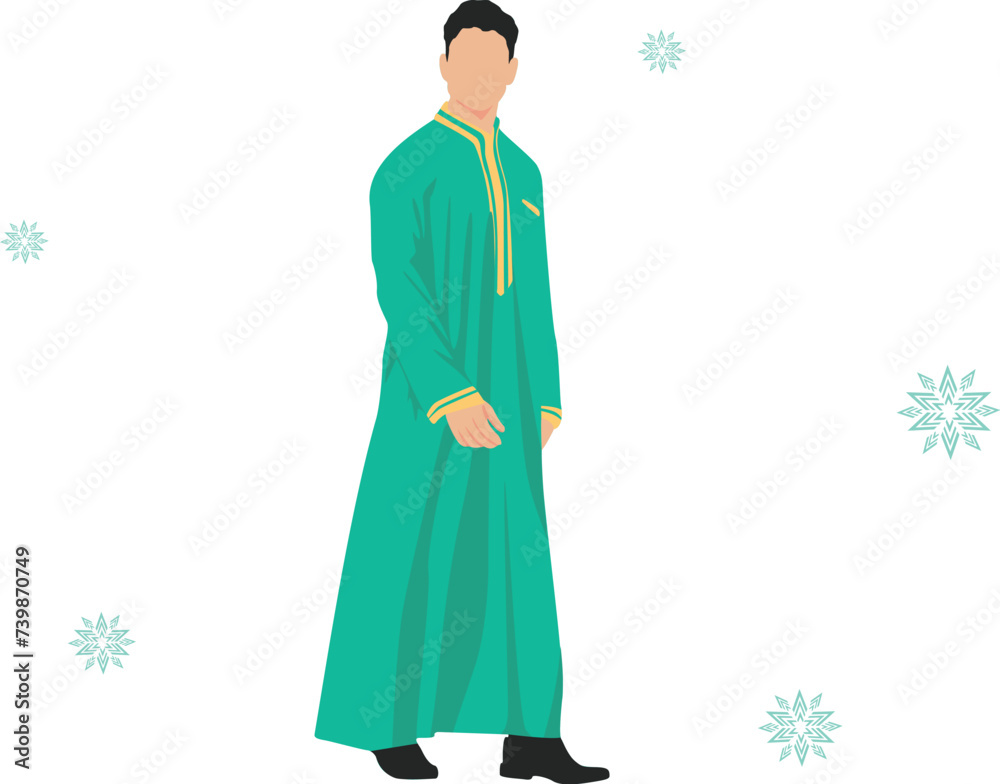 Muslim fashion for male green colour
