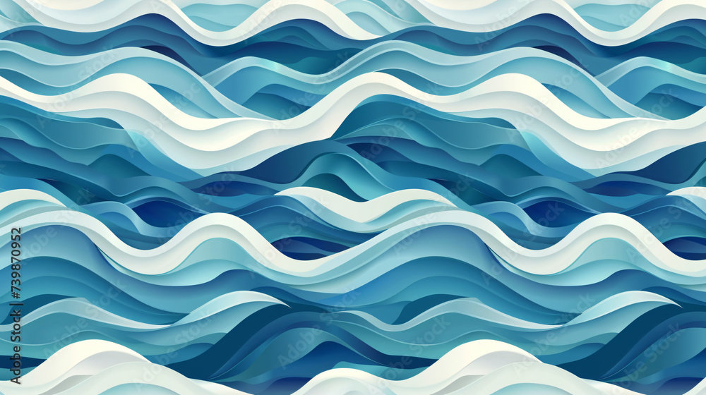 Marine seamless pattern with stylized