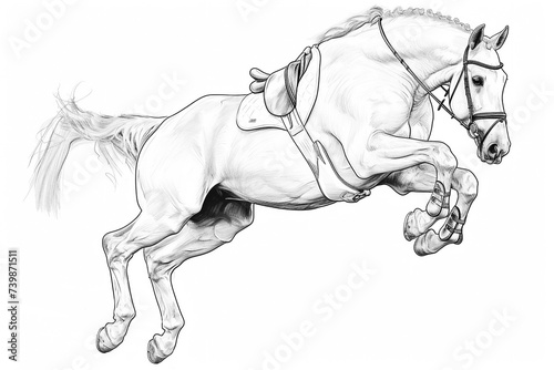 Coloring pages or sketch of running horse 