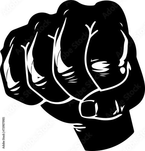 Powerful Black and White Fist Illustration - A Symbol of Strength, Solidarity, and Resistance