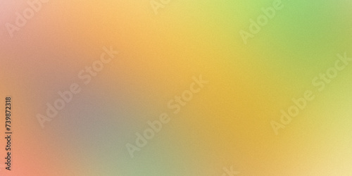 Abstract noisy gradient background of multicolored pastel peach, yellow and green colors. Color palette, colorful pattern with a soft noise effect. Holographic blurred grainy gradient banner texture