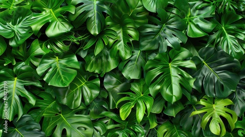 Lush Monstera Leaves Pattern for Exotic Botanical Backgrounds