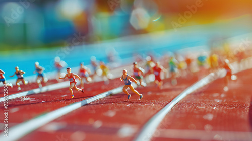 Miniature figures of athletes in sports