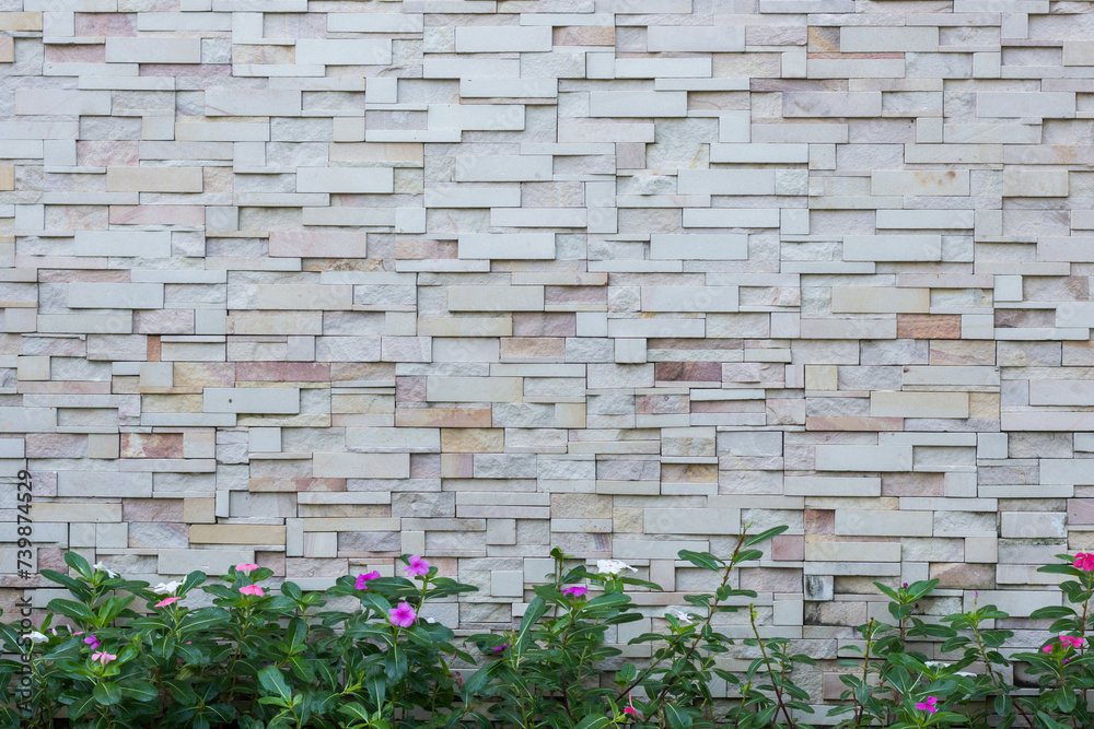 Brick wall texture grunge background in park.