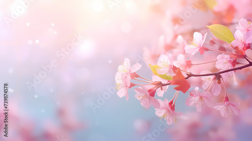 Cherry blossoms in bloom, forming a canopy of pink and white cherry blossom flowers in the park © jiejie