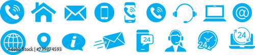 contact icons set collection vector