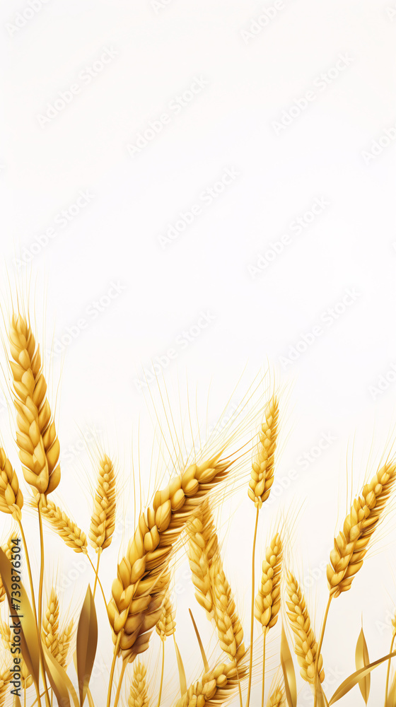 Golden wheat stalks on a white background Golden wheat stalks on a white background