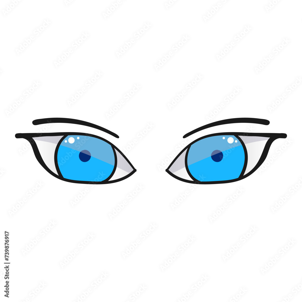 Female blue eyes comic isolated on white background. Hand drawn open female eyes Female blue eyes comic isolated on white background. Hand drawn open female eyes