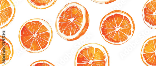 Tropical Seamless Bright light pattern with Fresh orange