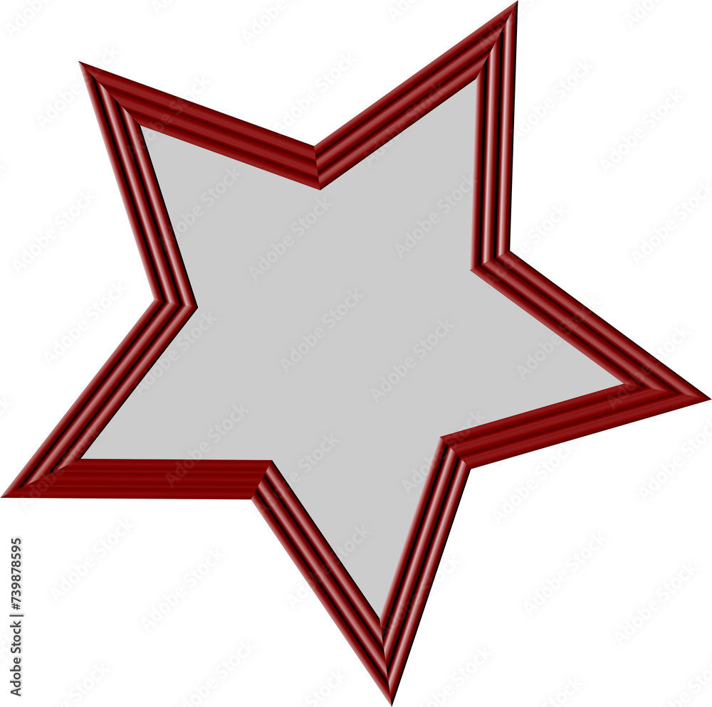 star frame (5-point) with a dark magenta 3 bead border - 3d star frame (5-point) with a dark magenta 3 bead border - 3d