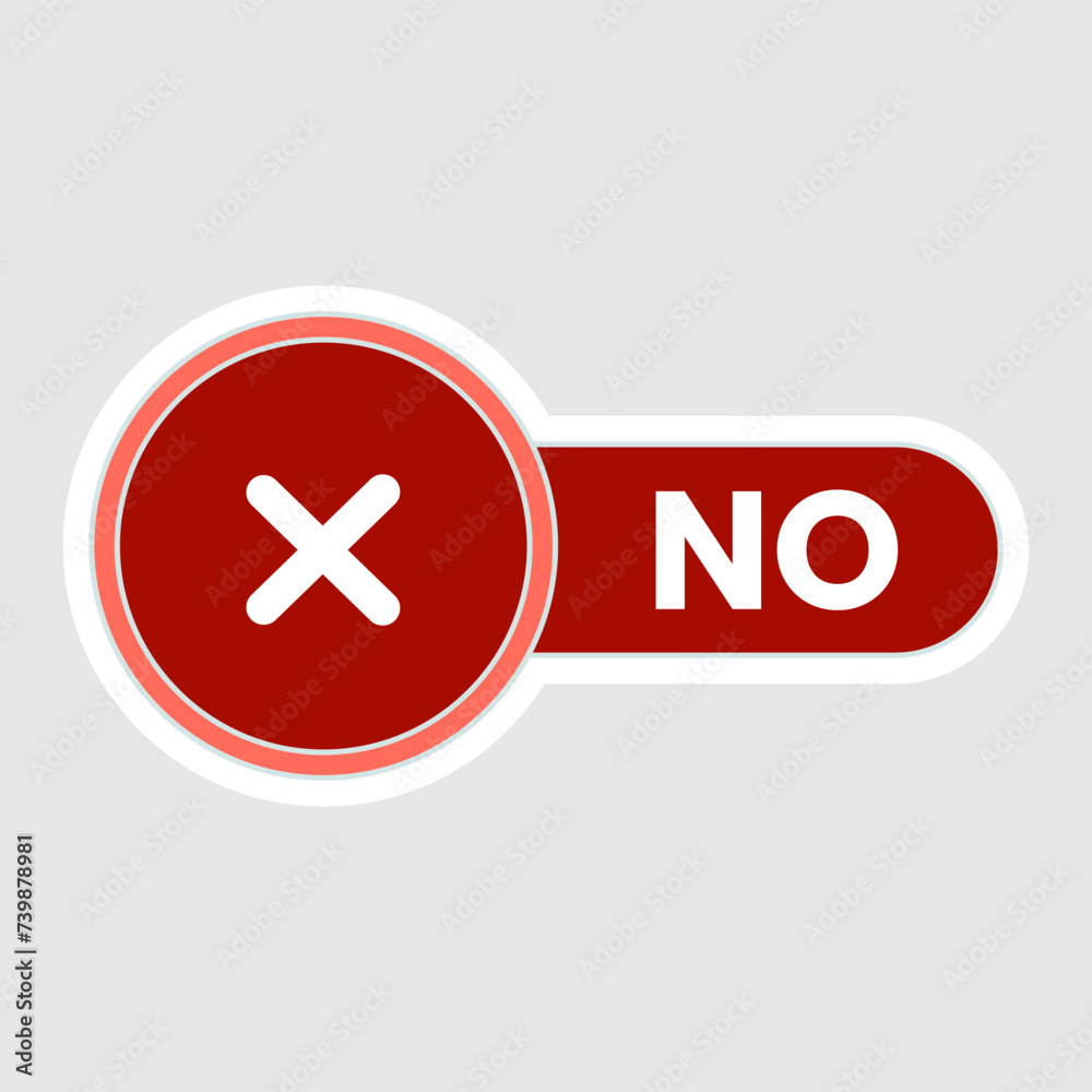 Obraz premium Red button circle no mark. Symbols red checkmark isolated on white background