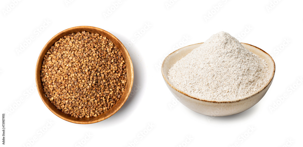 Buckwheat Flour Pile Isolated, Dry Buck Wheat Powder, Buckwheat Flour Cut Out on White Background Buckwheat Flour Pile Isolated, Dry Buck Wheat Powder, Buckwheat Flour Cut Out on White Background