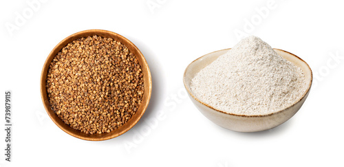 Buckwheat Flour Pile Isolated, Dry Buck Wheat Powder, Buckwheat Flour Cut Out on White Background
