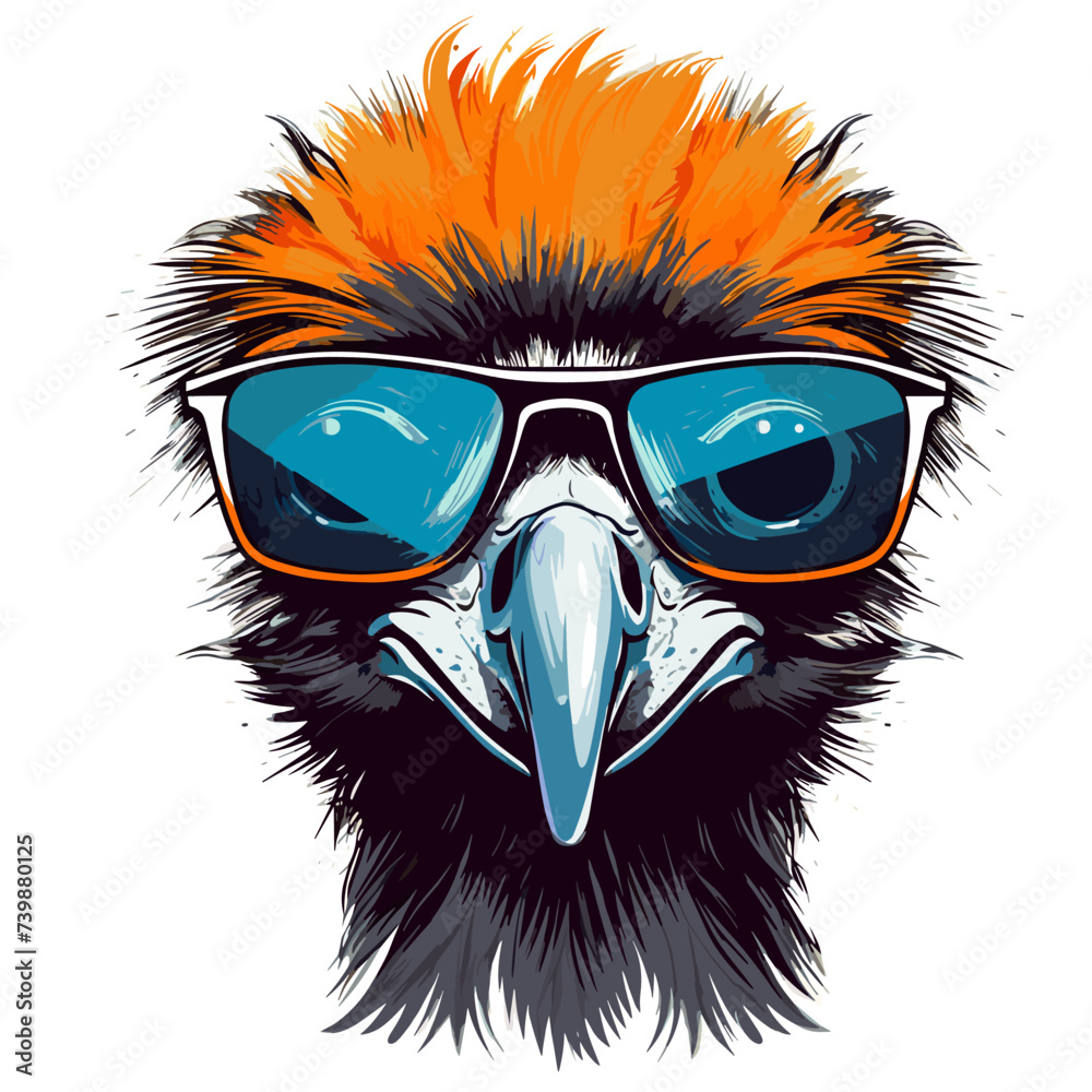 Vector illustration of a vulture in sunglasses and a t-shirt.