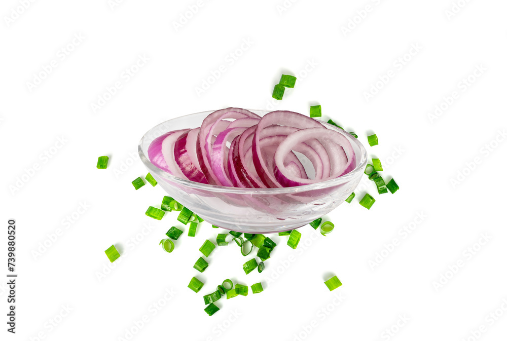 Sliced Red Onion or Purple Onion Rings Isolated