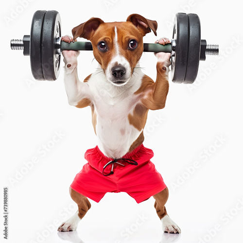 Hund macht Kraftsport mit Hantelstange © Jenny Sturm