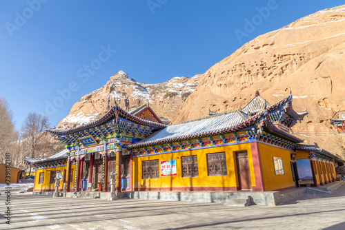 Mati Temple (or Matisi Temple). Qianfo Grottoes (south caves or thousand Buddha caves). Zhangye city, China. photo