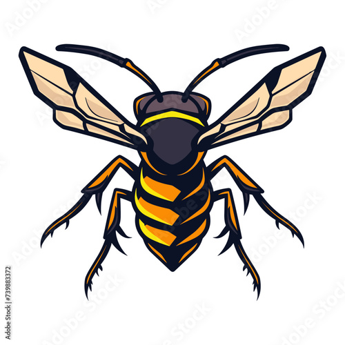 Simple design on a Wasp. Full body, colorful wasp vector design