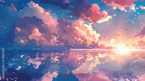 Anime cloud in blue heaven sky vector background
