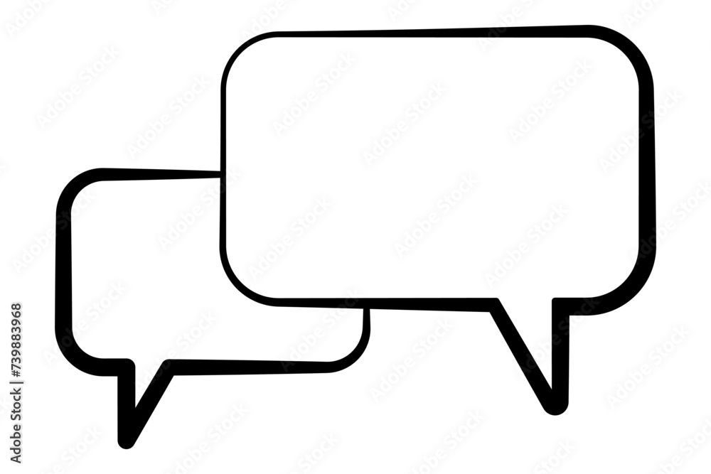 Two speech bubbles. Chatting icon symbol. Outline vector illustration Two speech bubbles. Chatting icon symbol. Outline vector illustration