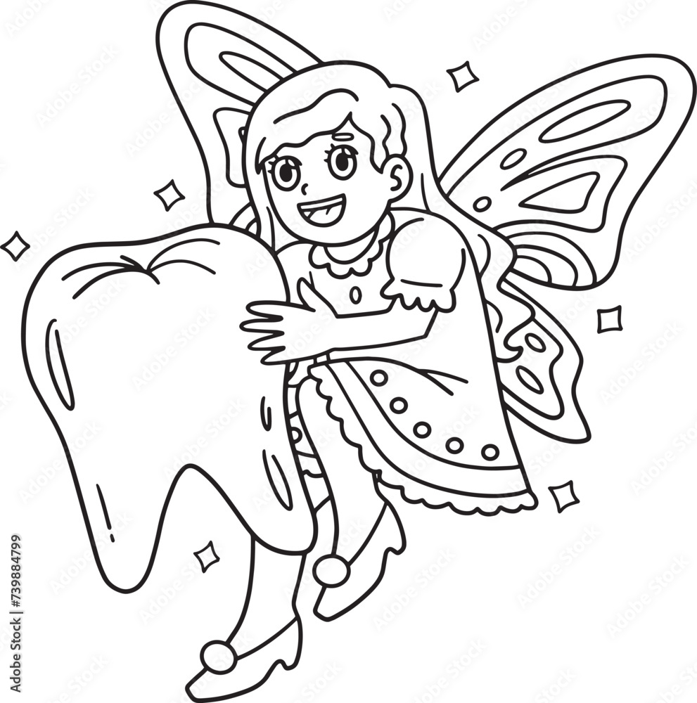 Dental Care Tooth Fairy Isolated Coloring Page