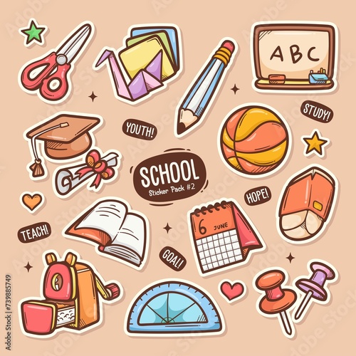 School Cute Doodle Vector Sticker Collection 2