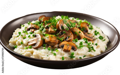 Creamy Mushroom Risotto Delight on white background