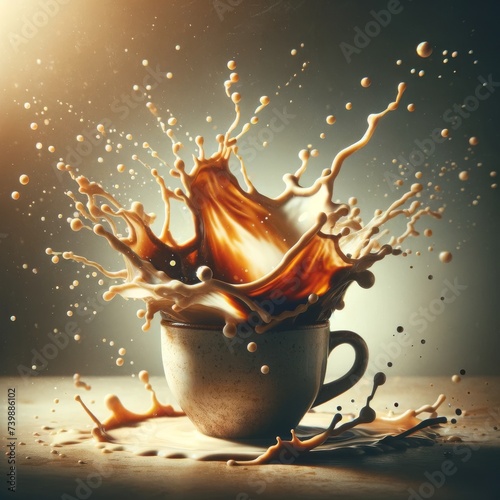 Dynamic Coffee and Milk Splash  Elegance in Motion