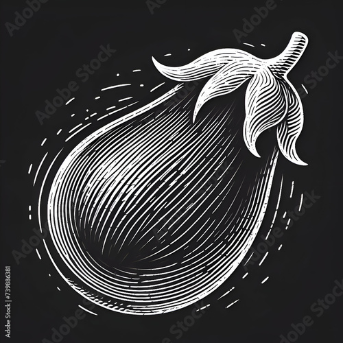 Scratchboard Eggplant, Black Background