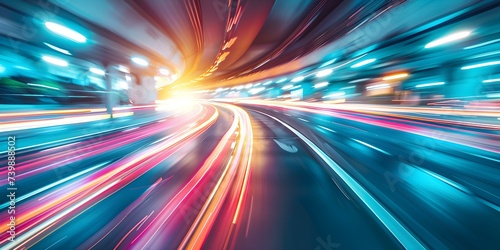 Nighttime traffic on a highway captured with a long exposure shot. Concept Long Exposure Photography, Nighttime Traffic, Highway Scene, Light Trails, Urban Exploration