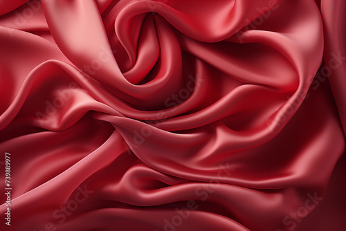 Red silk fabric background, a satin luxury cloth texture abstract background