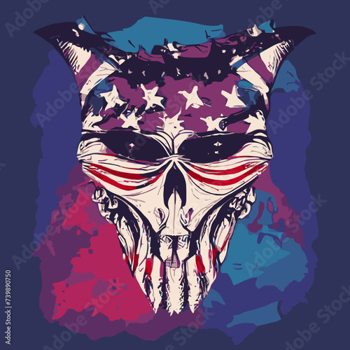 illustrations skull with a flag american on it vector design illustrations vector design prints 