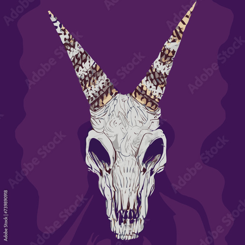 illustrations vector artwork A skull vector , cranium skull , human skull vector,free vector with horns on a purple background vector design vector design 