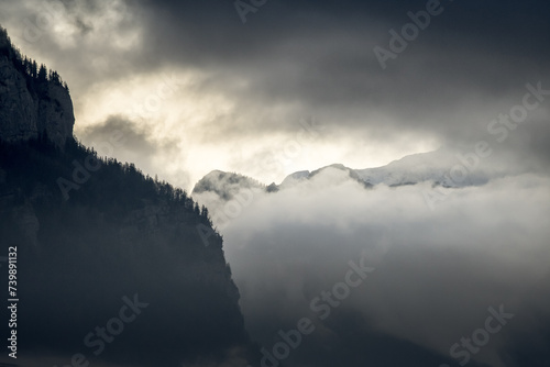 cloud-covered mountains