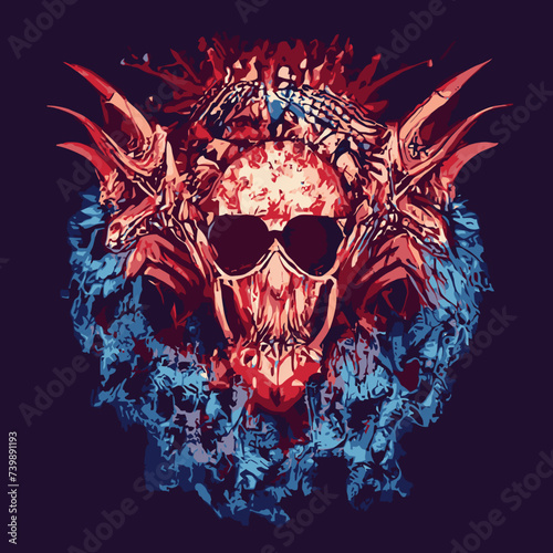 illustrationsillustrations color skull vector , cranium skull , human skull vector,free vector with red and blue shades 