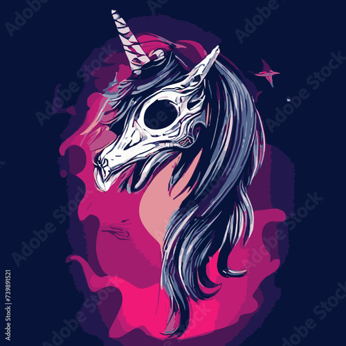 unicorn skull vector , cranium skull , human skull vector,free vector with a horn and mane vector design prints 
