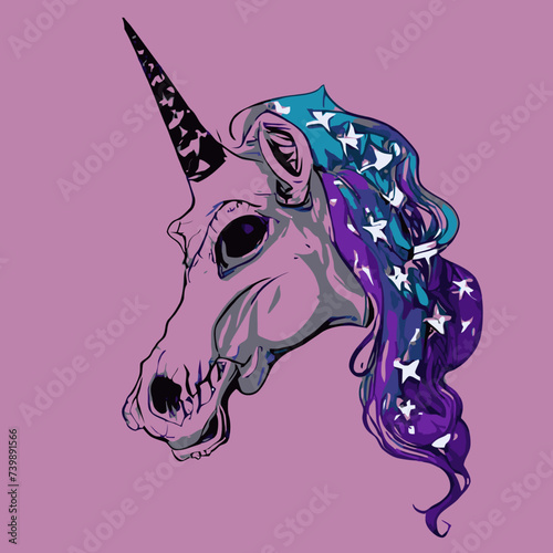 unicorn with a horn and stars on it design for use in design and print poster canvas