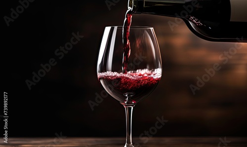 A Pour of Rich, Velvety Red Wine into a Gleaming Glass