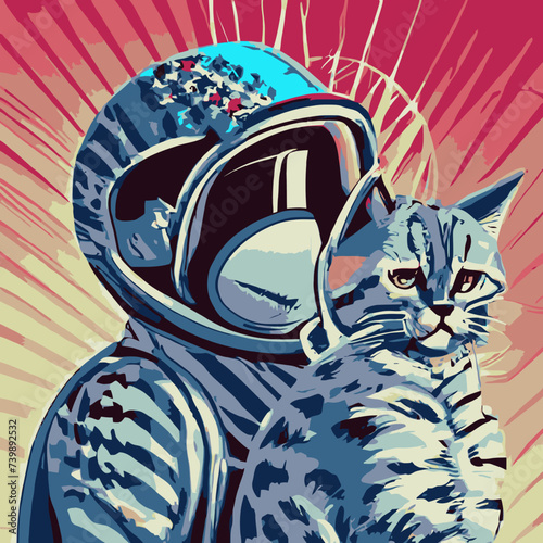 vector artwork A cat cute ,cat T-Shirt , Kitty T-Shirt and astronaut vector in a helmet design for use in design and print poster canvas