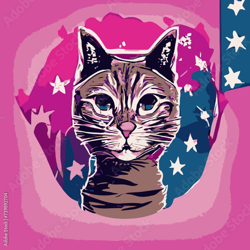 vector artwork A cat with green eyes vector design prints vector design illustrations 