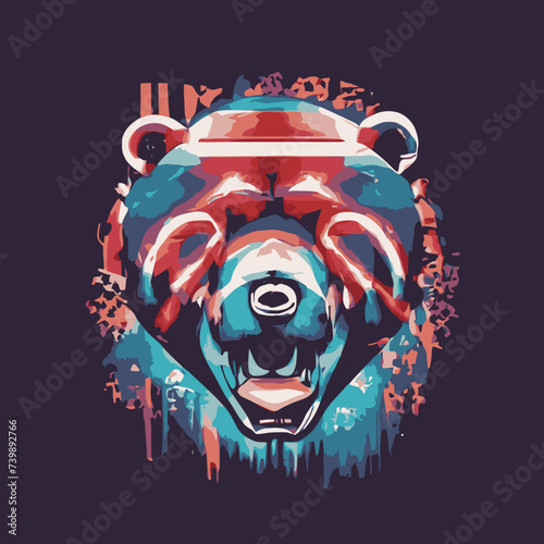 vector artwork A colorful bear vector head with red and blue stripes design for use in design and print poster canvas