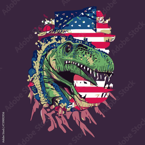 vector artwork A dinosaur with a flag american vector design abstract vector design abstract design for use in design and print poster canvas © studio