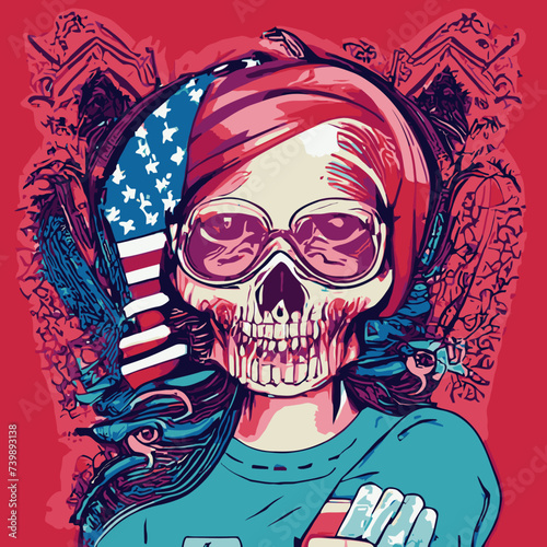 vector artwork A skull vector , cranium skull , human skull vector,free vector with a flag american on her head vector design vector design vector artwork 