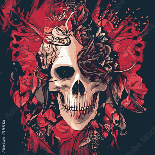 vector artwork A skull vector , cranium skull , human skull vector,free vector with flowers vector design prints 