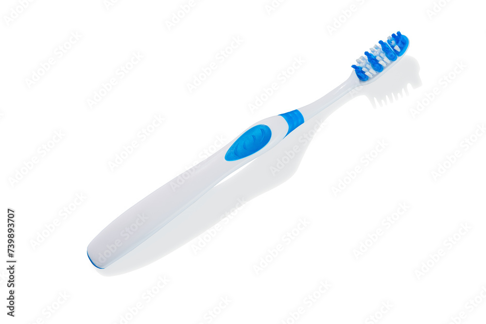 Toothbrush isolated on white background. Top view.