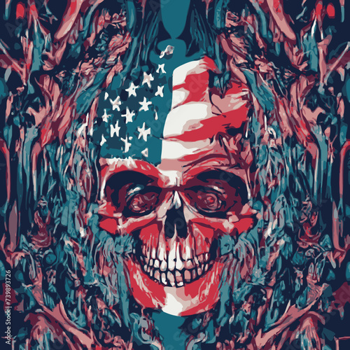 vector artwork A skull with a flag american on it vector design vector design prints 
