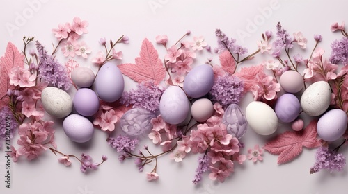 easter eggs in a nest on white background