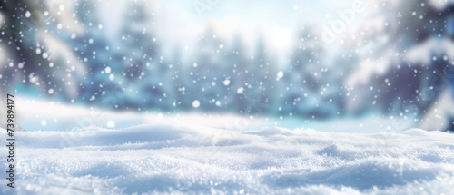 Enchanting Winter Wonderland Background with Gentle Snowfall and Pristine Snow © Alienmonster Images